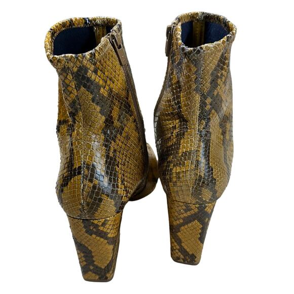 Loeffler Randall NWOB Isla Snakeskin Ankle Block Heel Boots Size 8B Tan Black - Picture 3 of 8